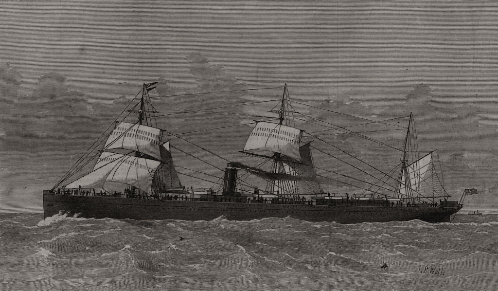 The new Cunard steam-ship Bothnia. Ships 1874 old antique print picture